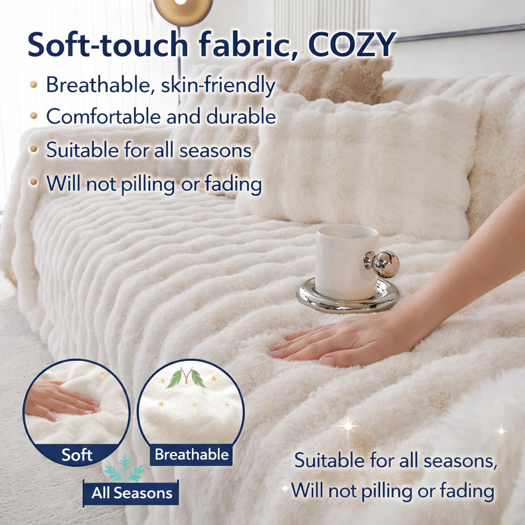 Non Slip Plush Fuzzy Furry Couch Sofa Cover