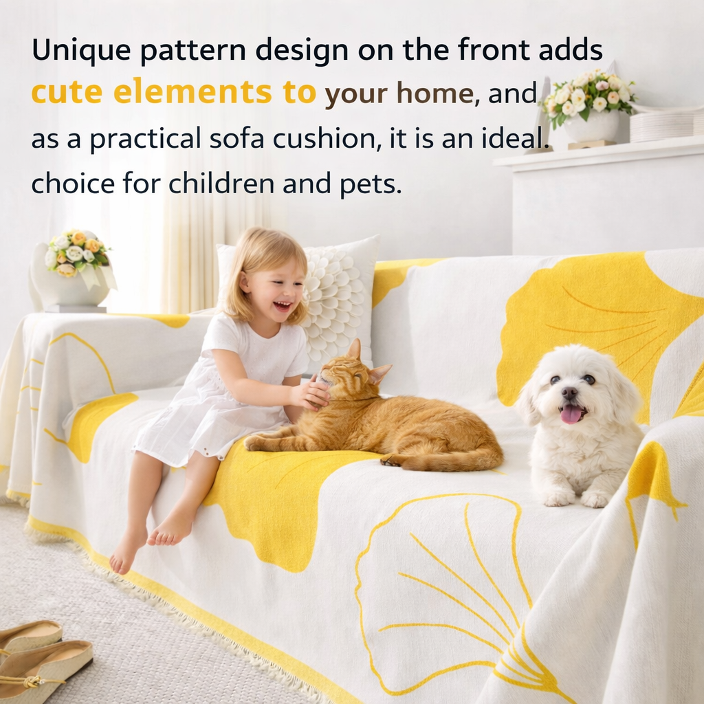 Reversible Modern Chenille Tassels Sofa Couch Cover