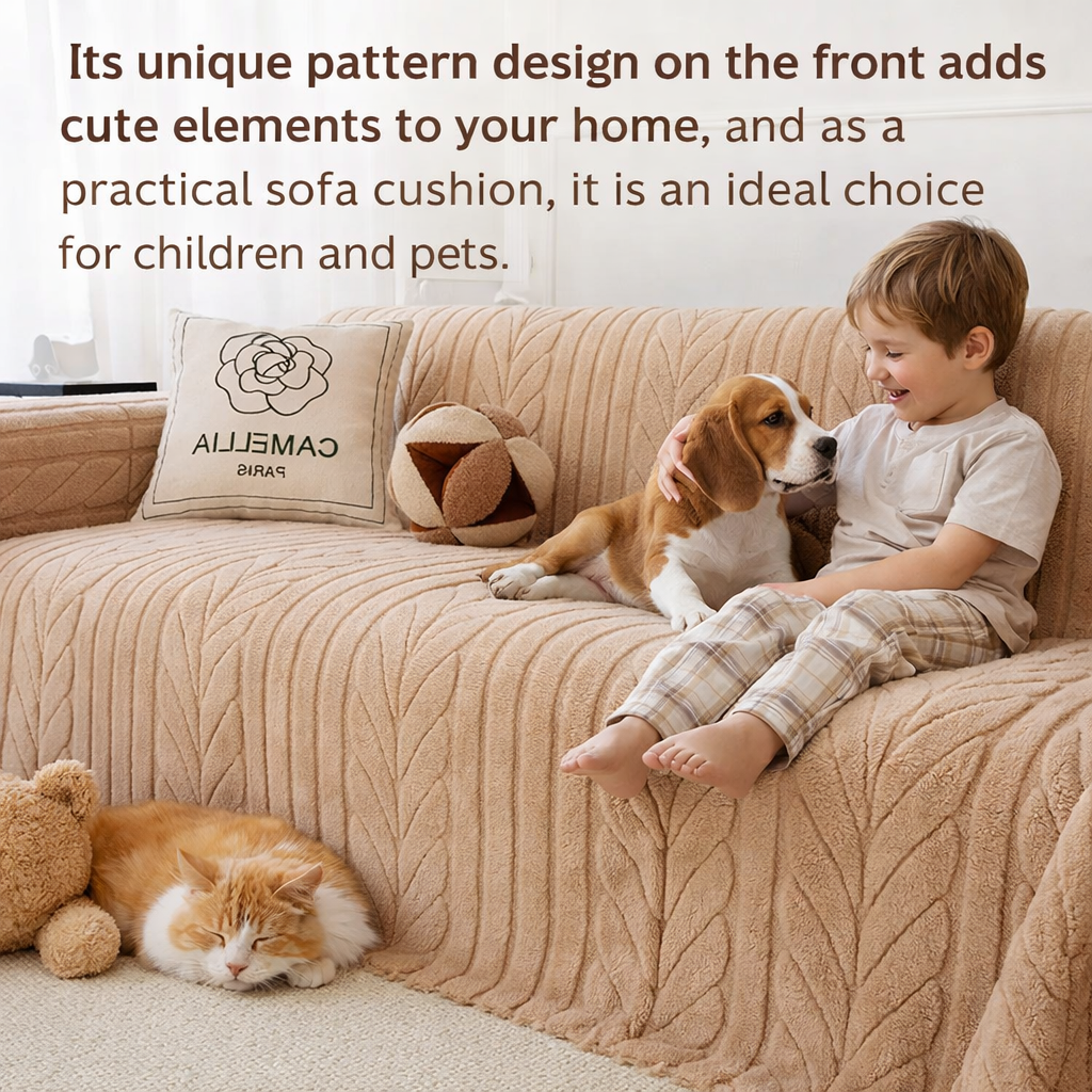 Classic Fuzzy Wheat Ear Plush Sofa Couch Cover