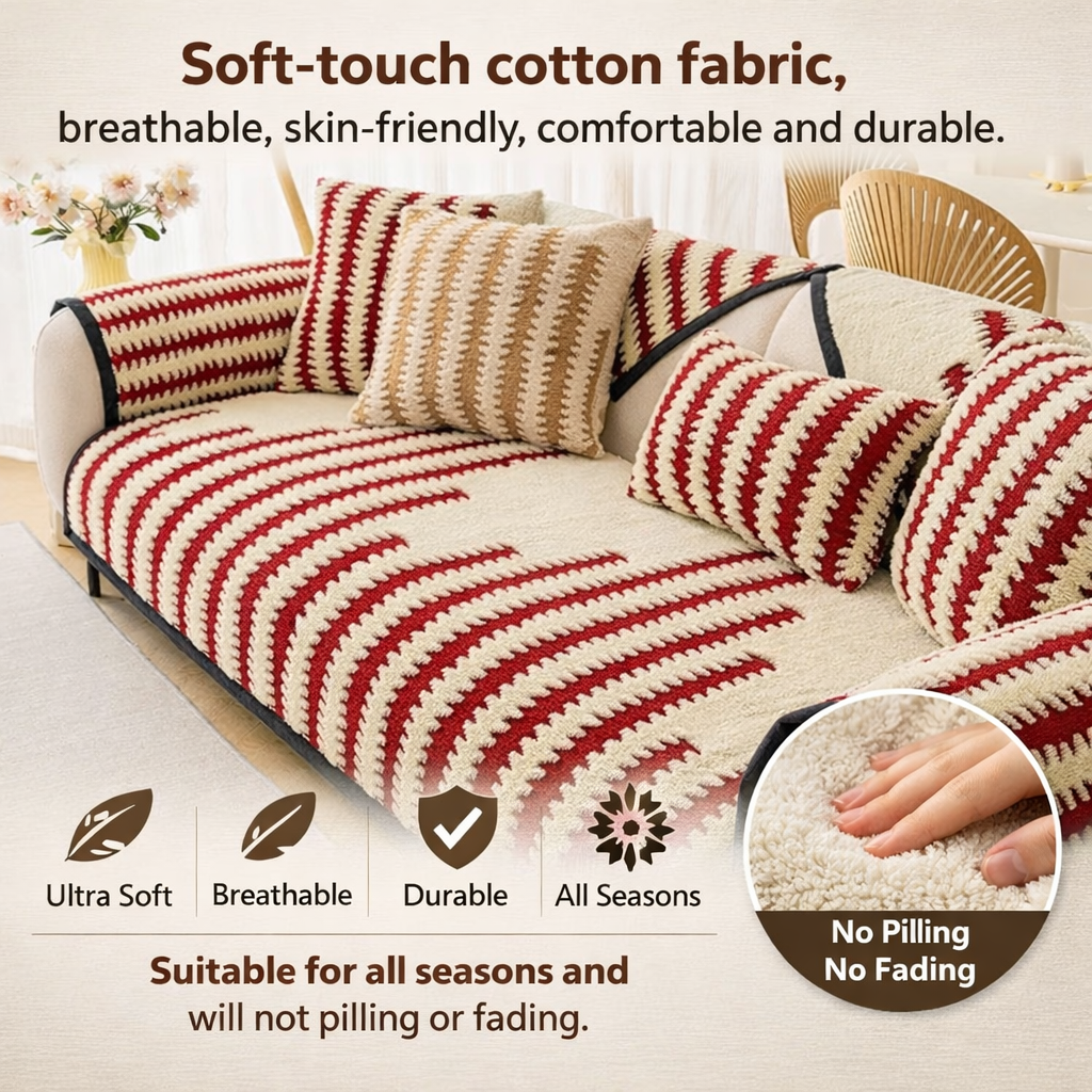 Non Slip Geometric Fuzzy Mat Couch Sofa Cover