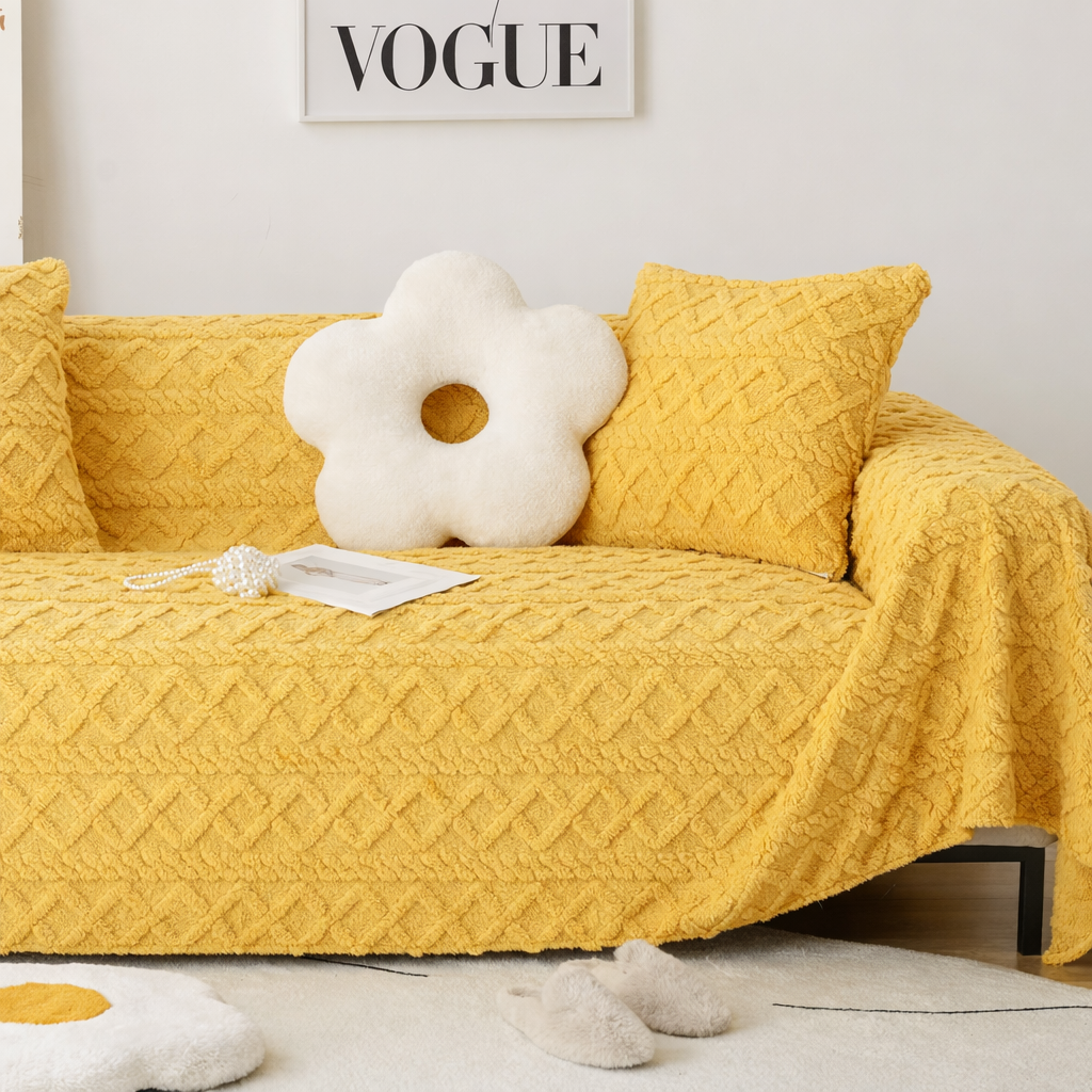 Anti-Slip Fuzzy Plush Jacquard Sofa Couch Cover