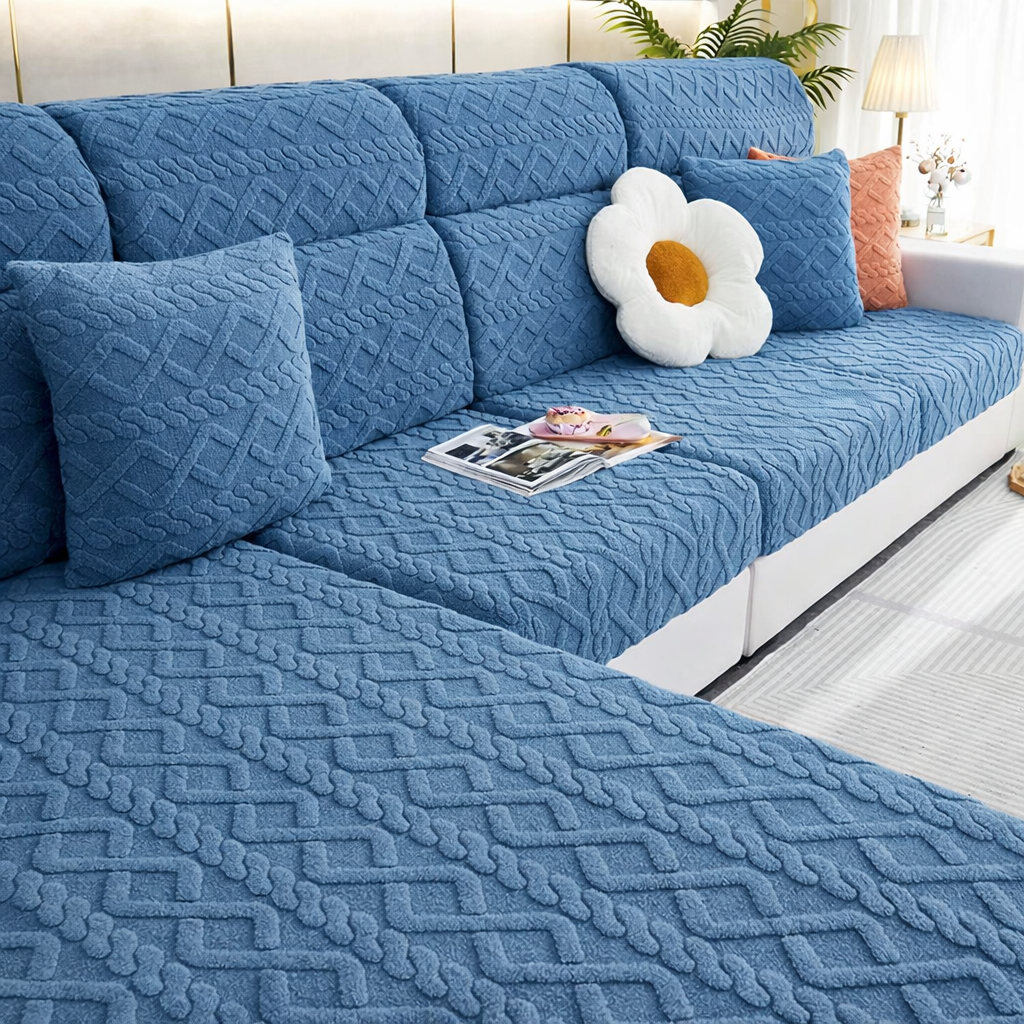 L Shaped Anti Slip Polar Fleece Cushion Sofa Couch Cover
