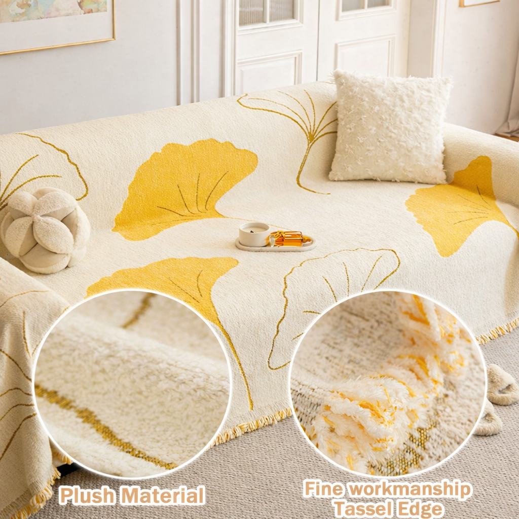 Reversible Modern Chenille Tassels Sofa Couch Cover