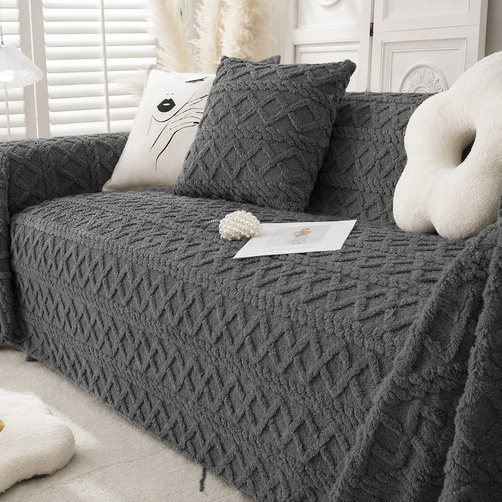 Anti-Slip Fuzzy Plush Jacquard Sofa Couch Cover