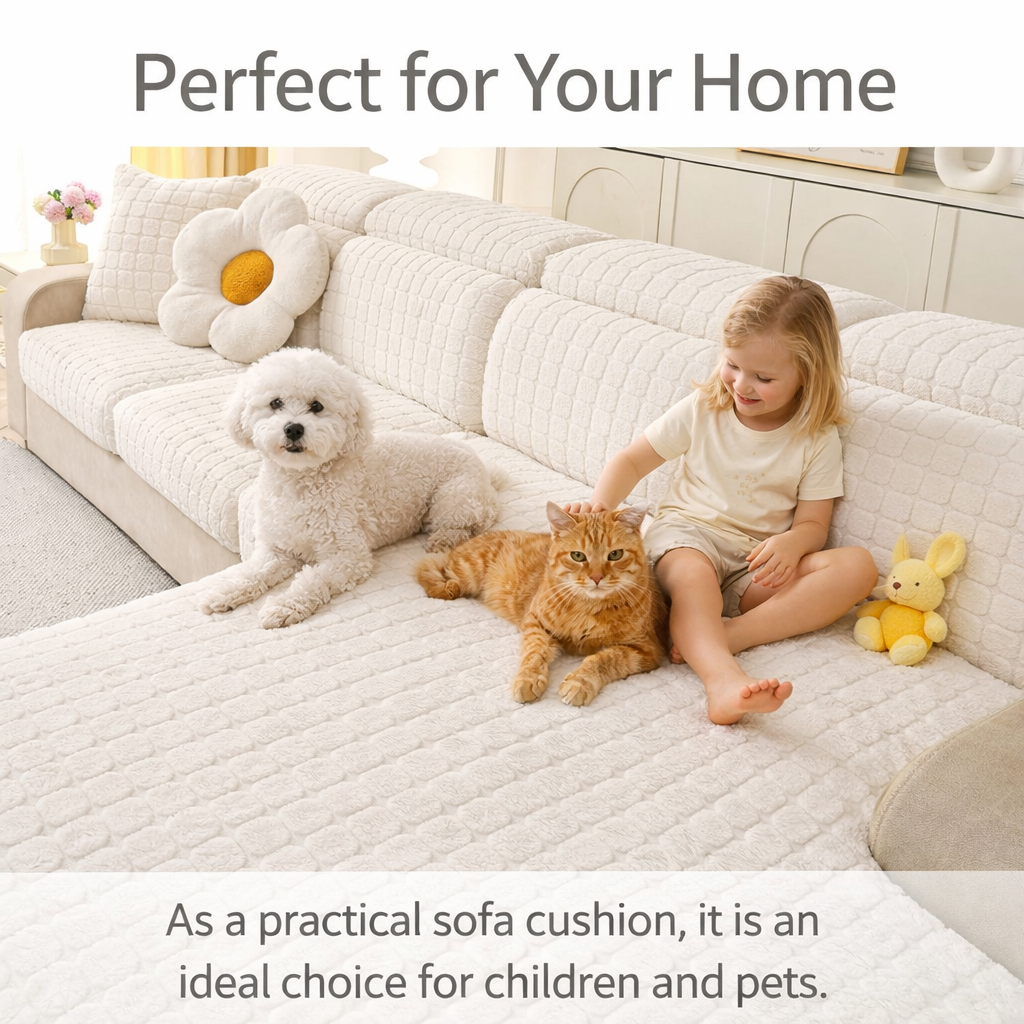 L Shaped Sectional Jacquard Fleece Cushion Sofa Couch Cover