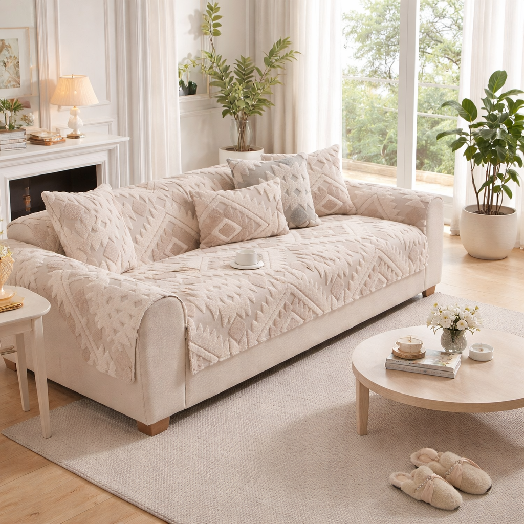 Non Slip Boho Cozy Fuzzy Couch Sofa Mat Cover