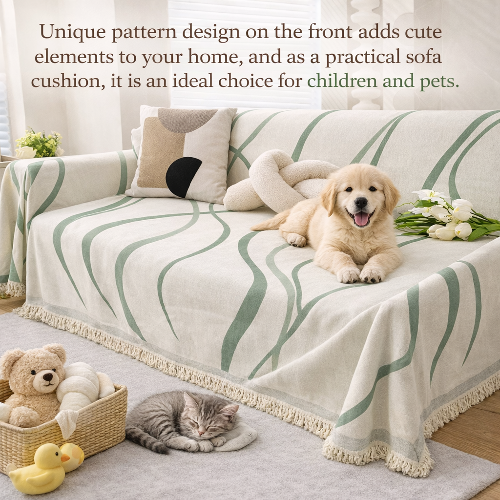 Luxury Elegant Chenille Tassels Sofa Couch Cover