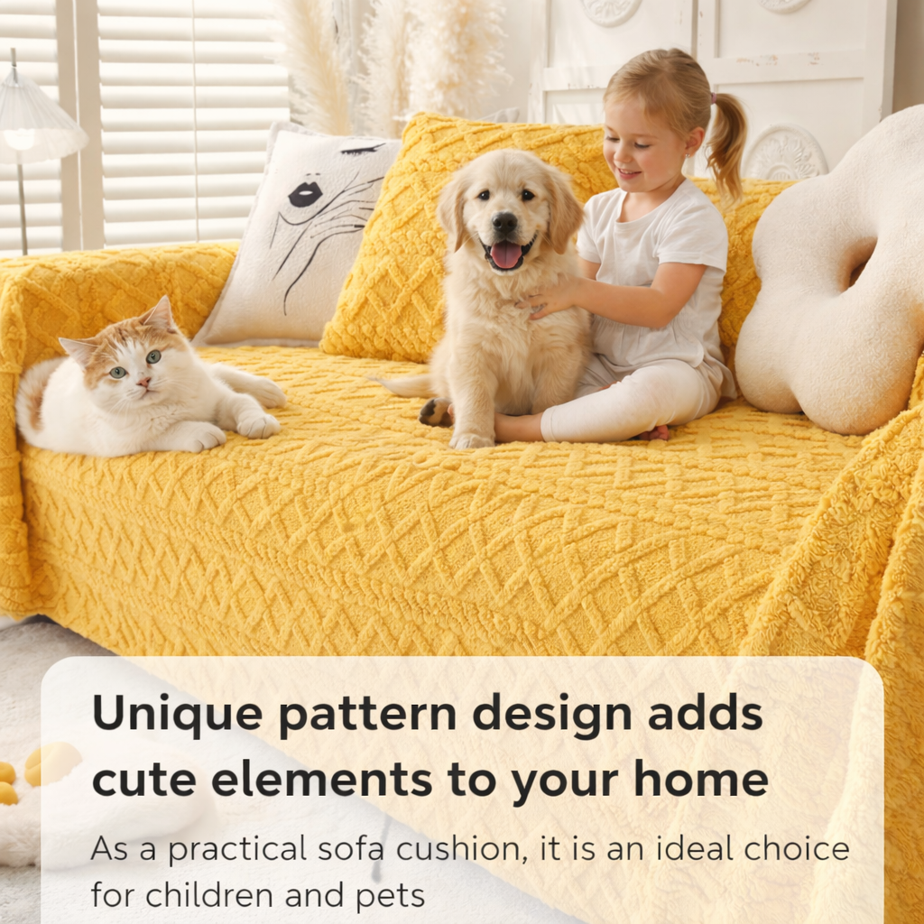 Anti-Slip Fuzzy Plush Jacquard Sofa Couch Cover