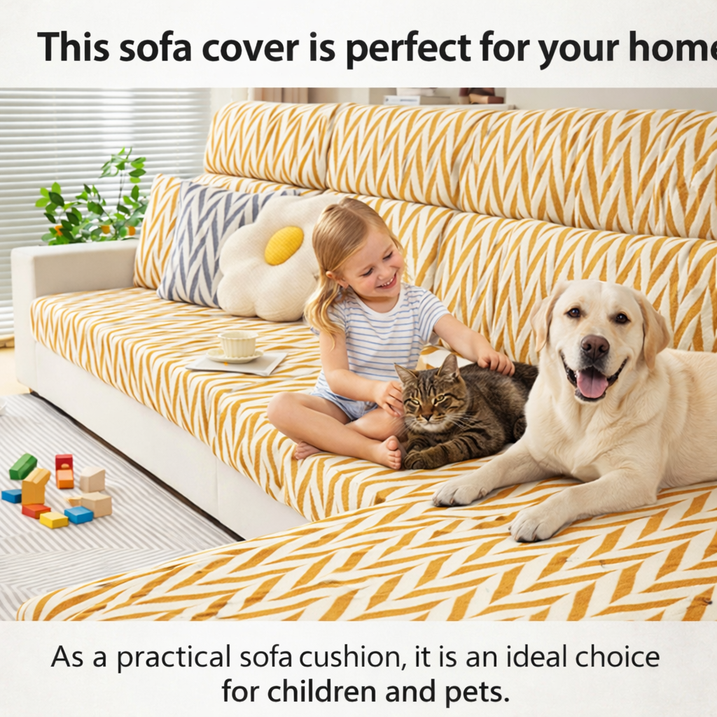 L Shaped Sectional Geometric Plush Cushion Sofa Couch Cover