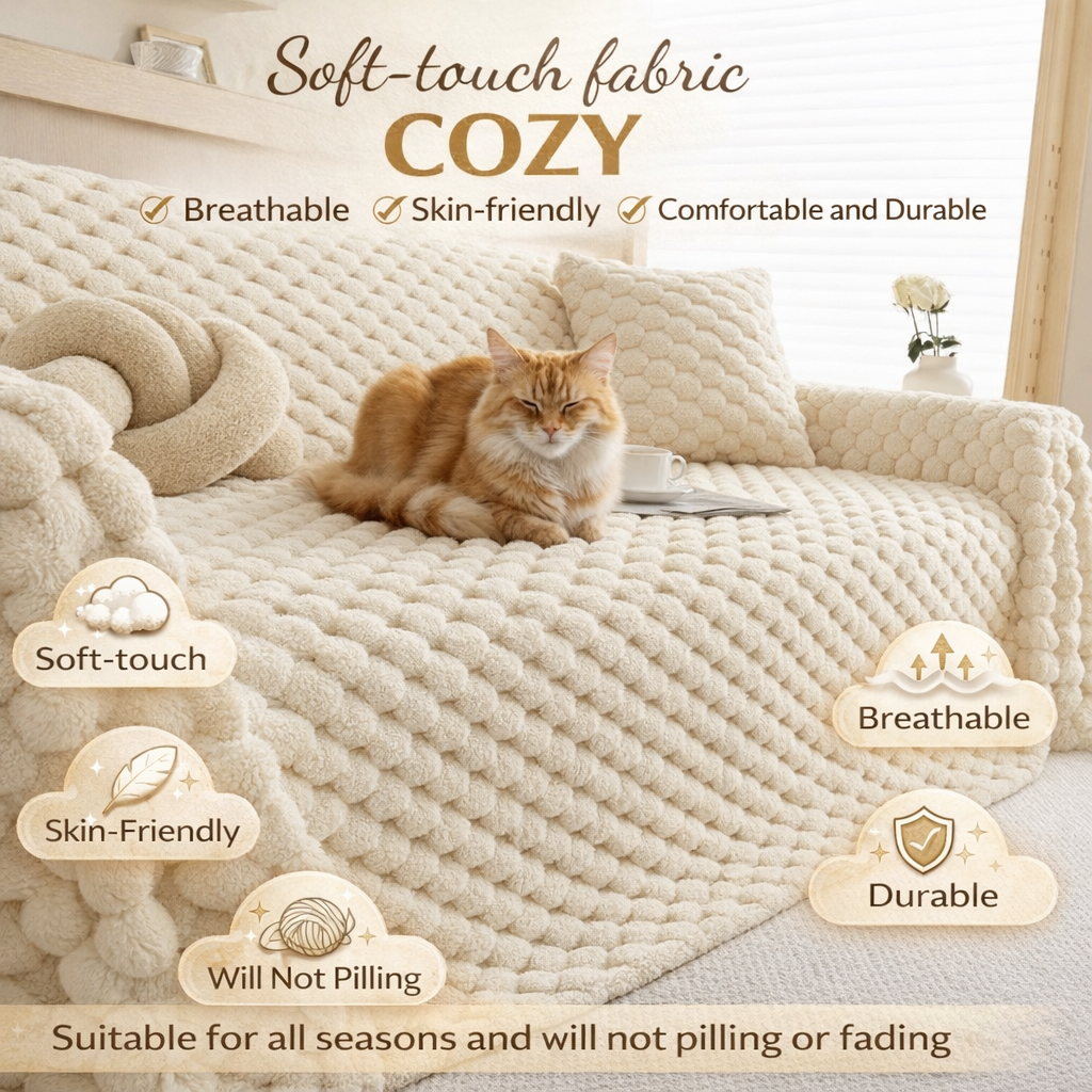 Fuzzy Plush Rabbit Non-Slip Sofa Couch Cover