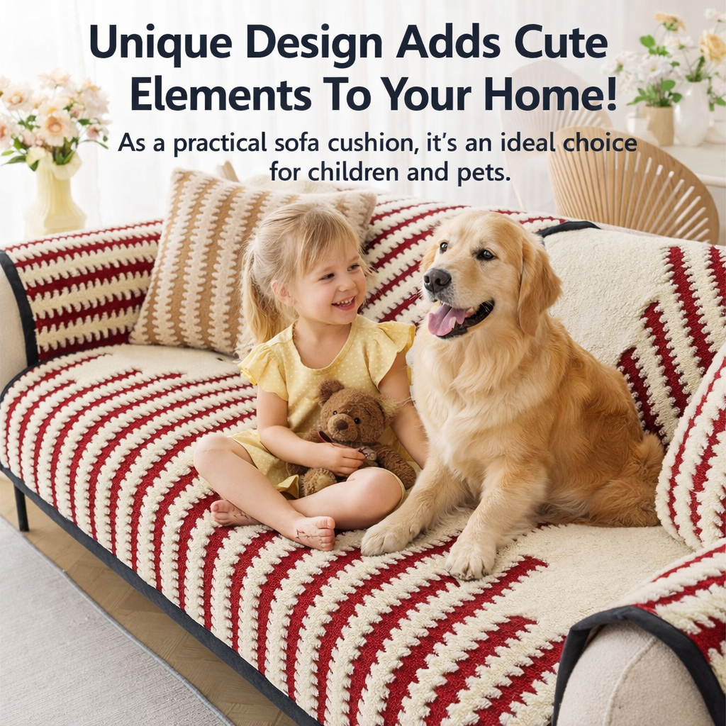 Non Slip Geometric Fuzzy Mat Couch Sofa Cover