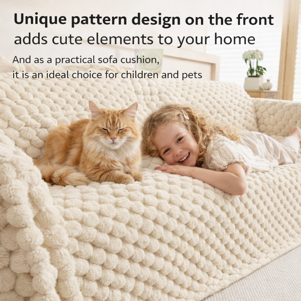 Fuzzy Plush Rabbit Non-Slip Sofa Couch Cover