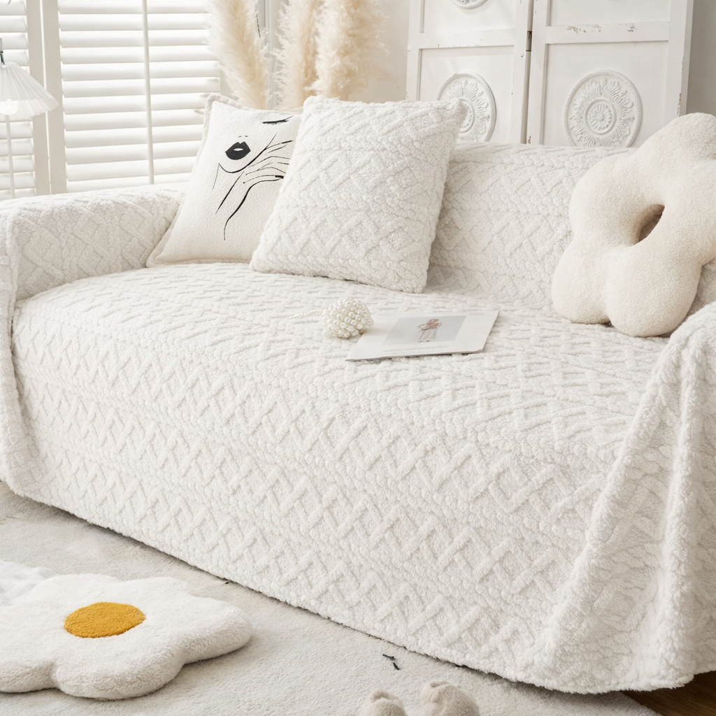 Anti-Slip Fuzzy Plush Jacquard Sofa Couch Cover