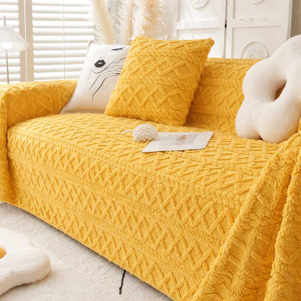 Anti-Slip Fuzzy Plush Jacquard Sofa Couch Cover