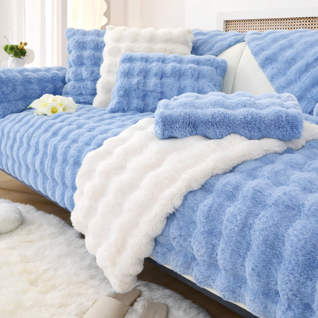 Non Slip Plush Fuzzy Furry Mat Couch Sofa Cover