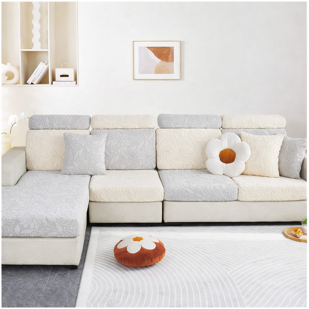 Boho Floral Cushion L Shaped Slipcover Sofa Couch Cover