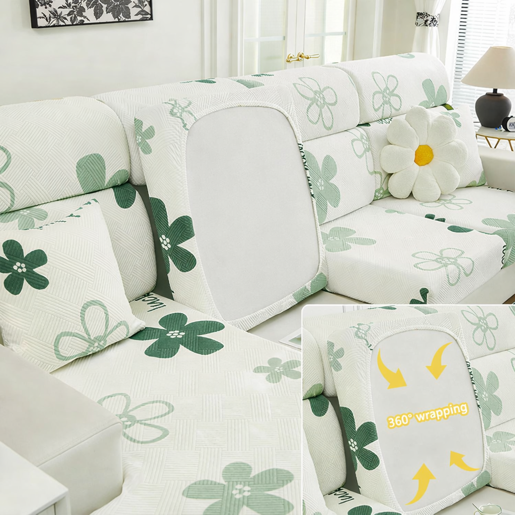 Anti-Slip Floral Cushion Sectional L Shaped Sofa Couch Cover