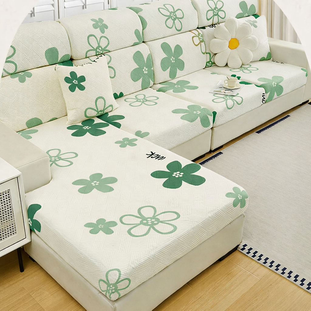 Anti-Slip Floral Cushion Sectional L Shaped Sofa Couch Cover