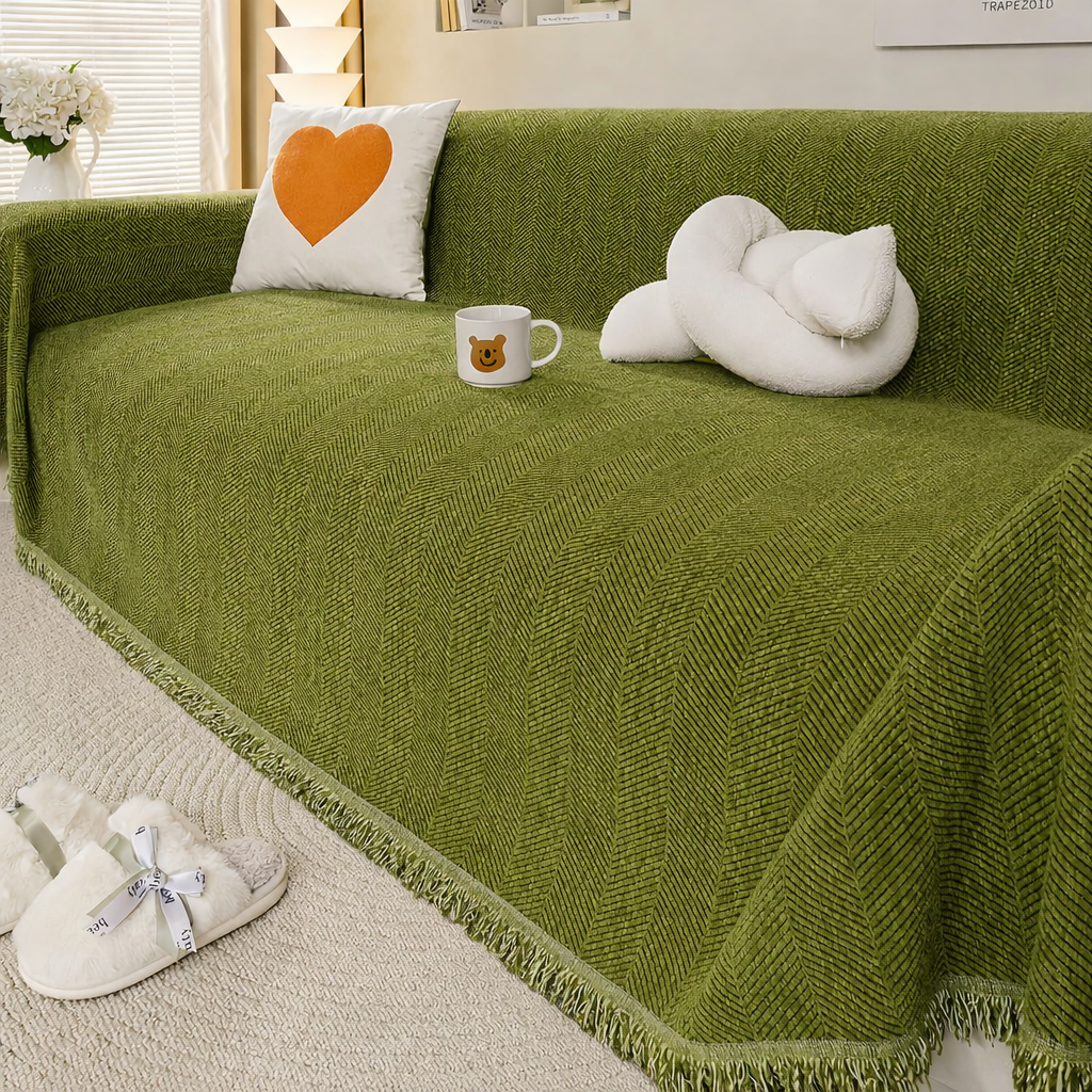 Chenille Tassels Modern Sofa Couch Cover