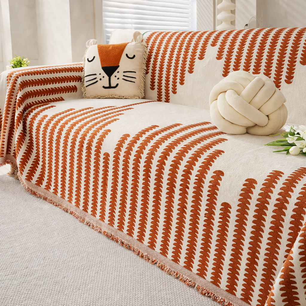 Elegance Chenille Anti-Slip Tassels Sofa Couch Cover