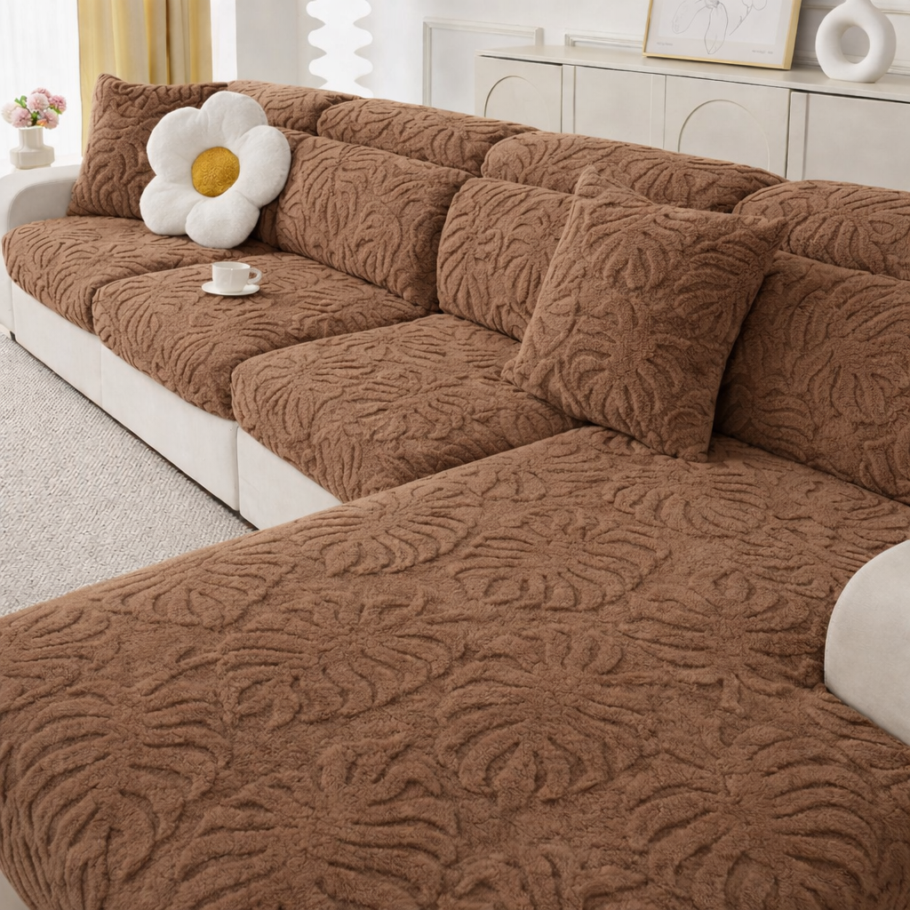 L Shaped Sectional Floral Plush Cushion Sofa Couch Cover