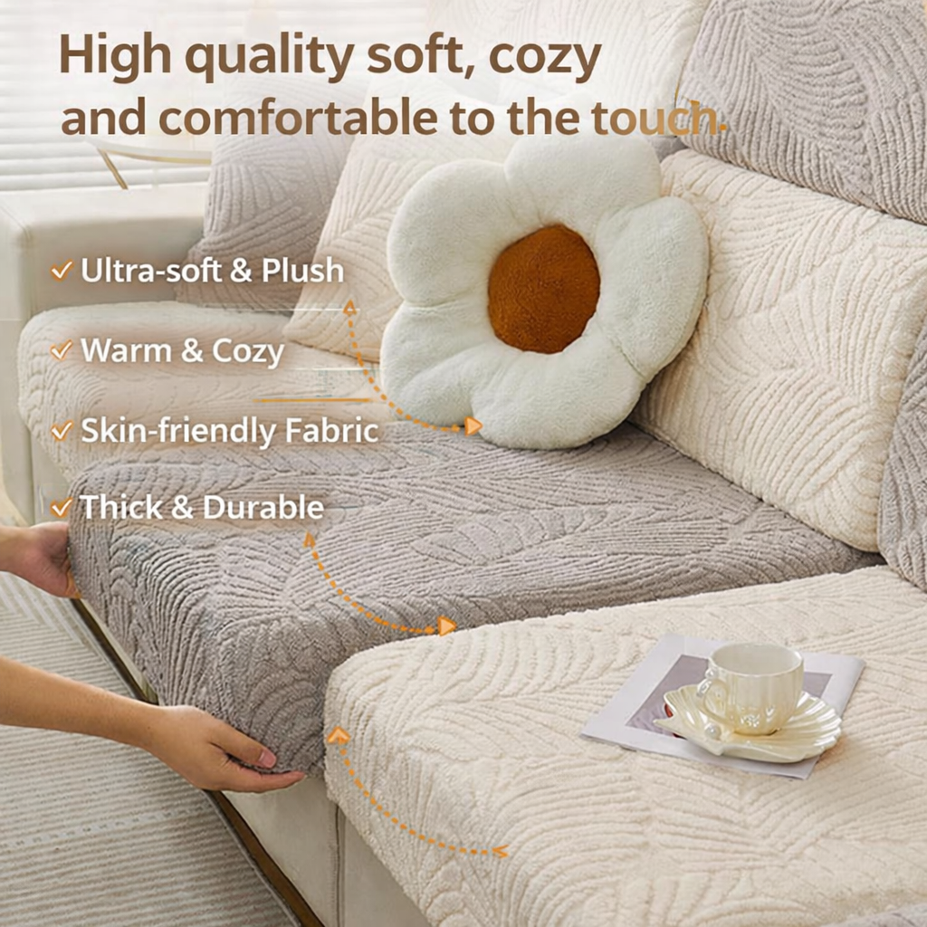 Anti Slip Jacquard L Shaped plush Cushion Sofa Couch Cover