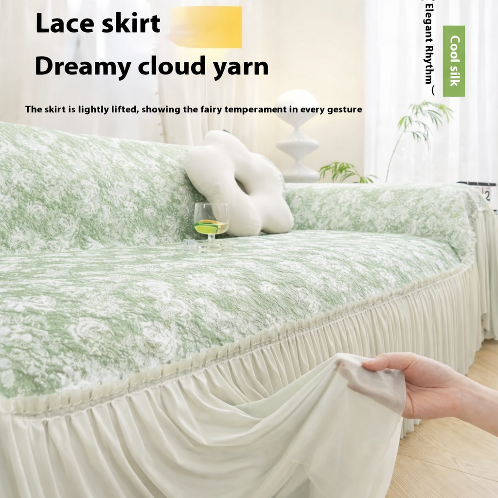 Boho Non-Slip Luxury Chenille Elegance Skirted Sofa Couch Cover