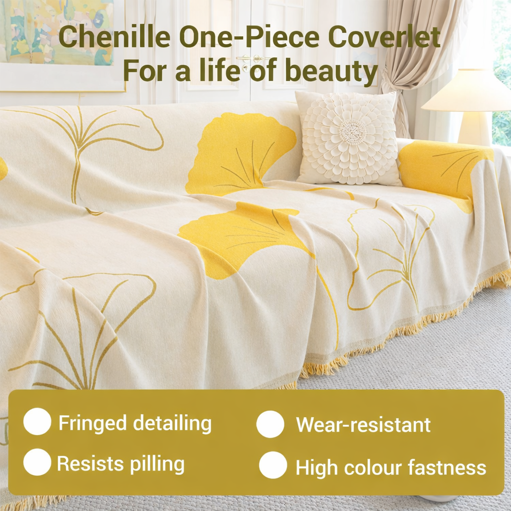 Reversible Modern Chenille Tassels Sofa Couch Cover