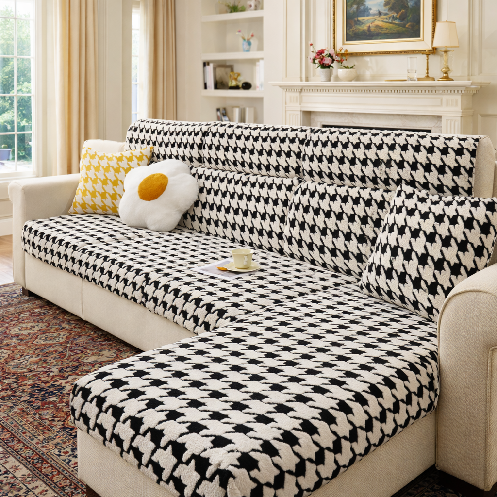 L Shaped classic Sectional Plush Cushion Sofa Couch Cover