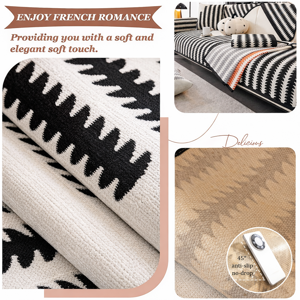Chenille Boho Geometric Non Slip Sofa Couch Cover