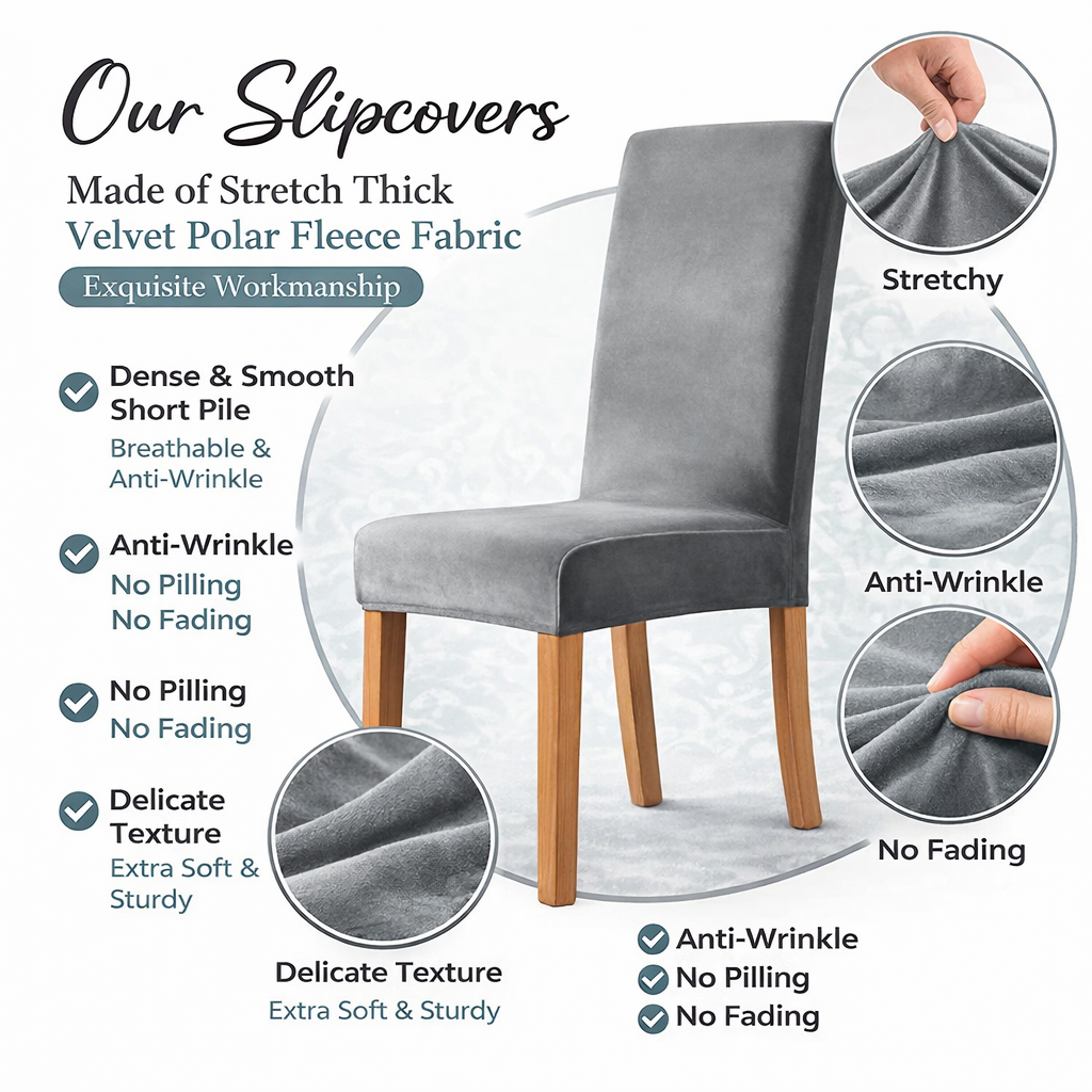 Velvet Slipcover Chair Seat Cover