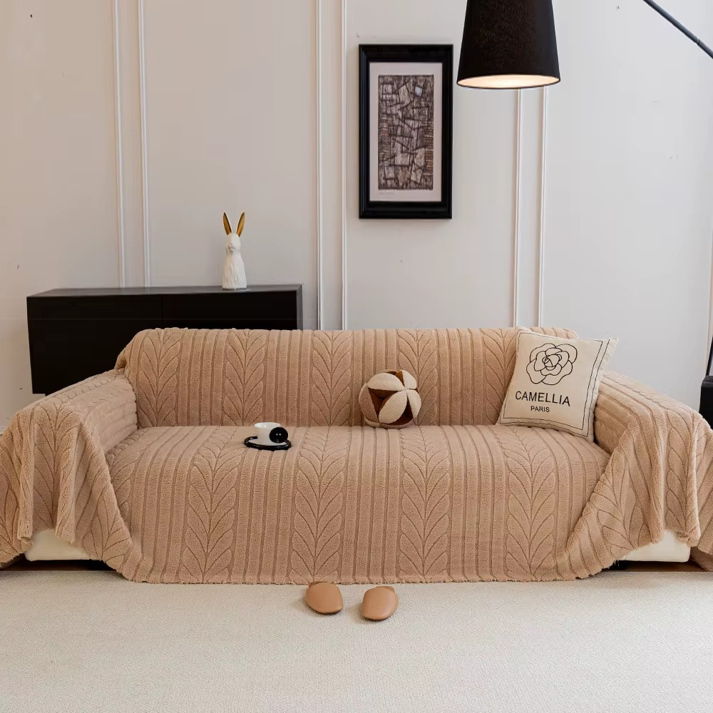 Classic Fuzzy Wheat Ear Plush Sofa Couch Cover