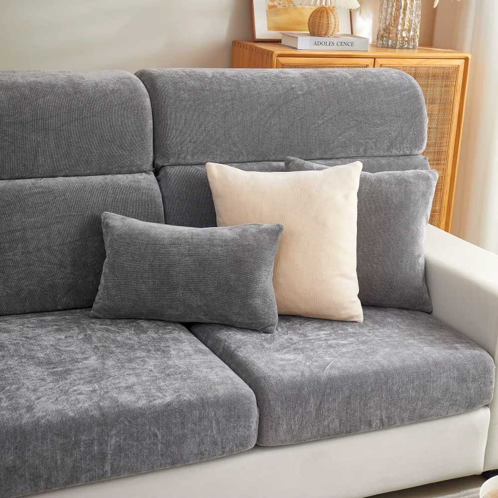 L Shaped Velvet Cushion Slipcover Sofa Couch Cover