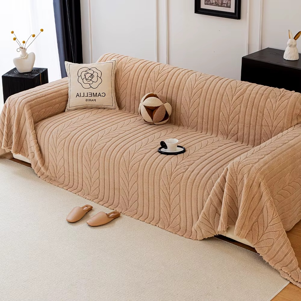 Classic Fuzzy Wheat Ear Plush Sofa Couch Cover