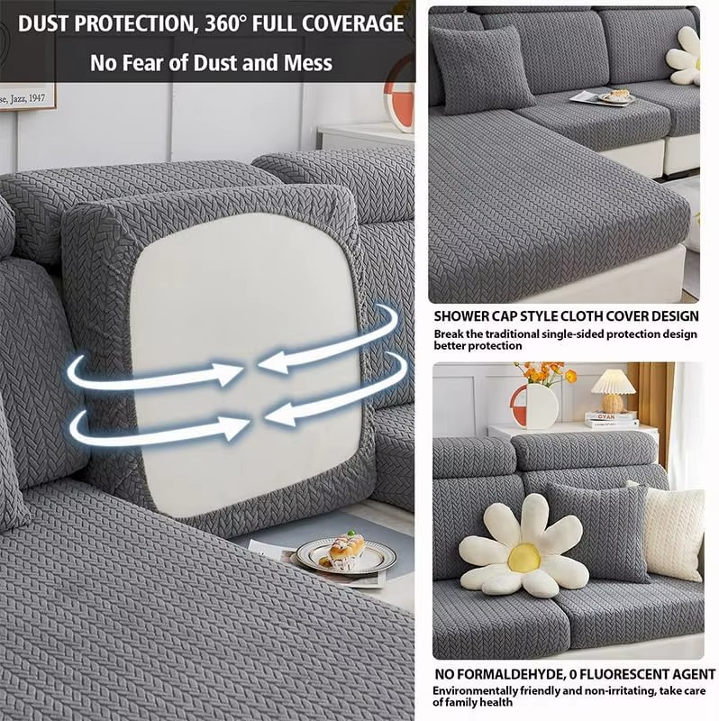Anti-Slip L Shaped Jacquard Cushion Sofa Couch Cover