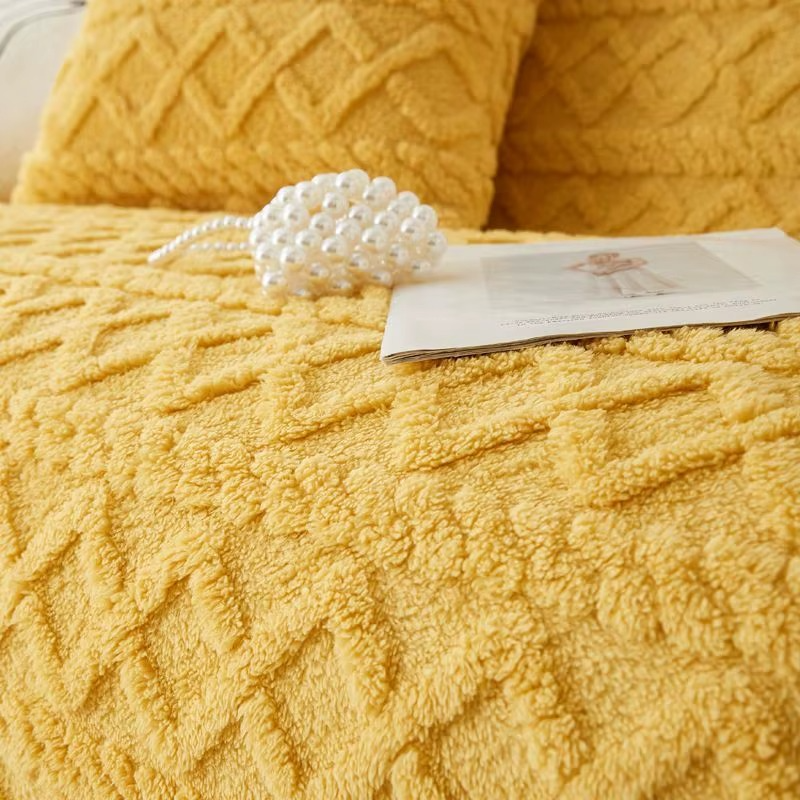Anti-Slip Fuzzy Plush Jacquard Sofa Couch Cover