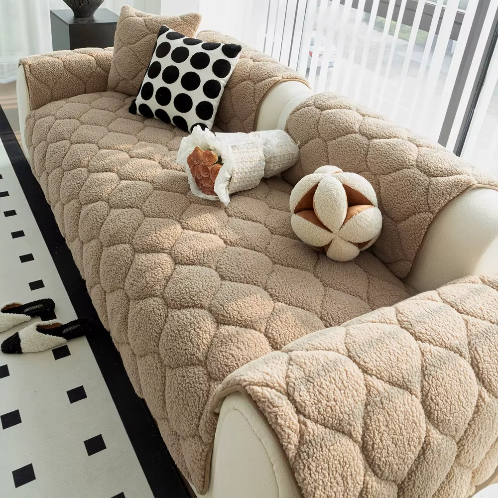 Non Slip Sherpa Fleece Plush Rabbit Mat Couch Sofa Cover