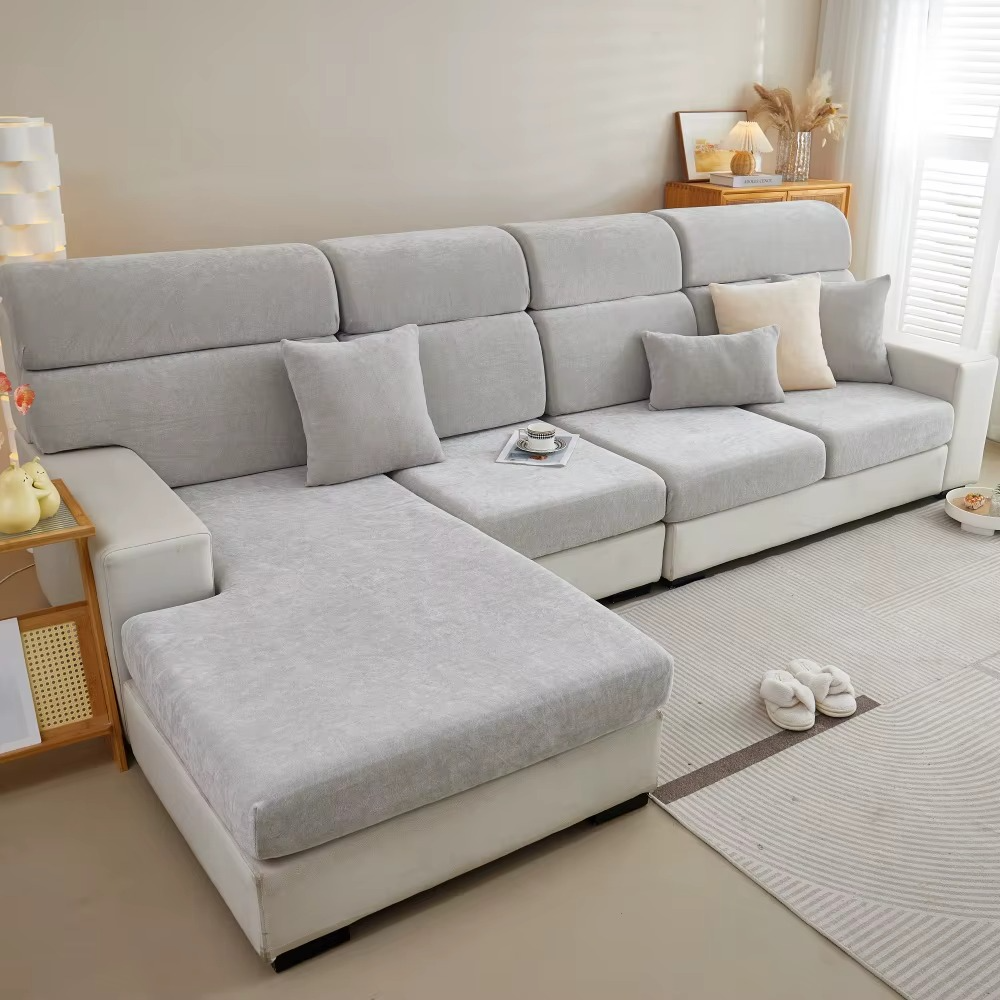 L Shaped Velvet Cushion Slipcover Sofa Couch Cover
