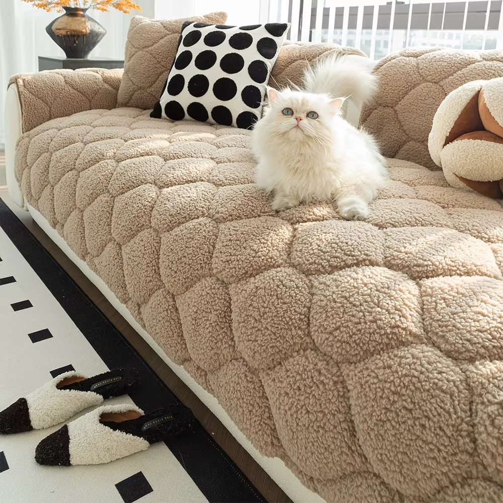 Non Slip Sherpa Fleece Plush Rabbit Mat Couch Sofa Cover
