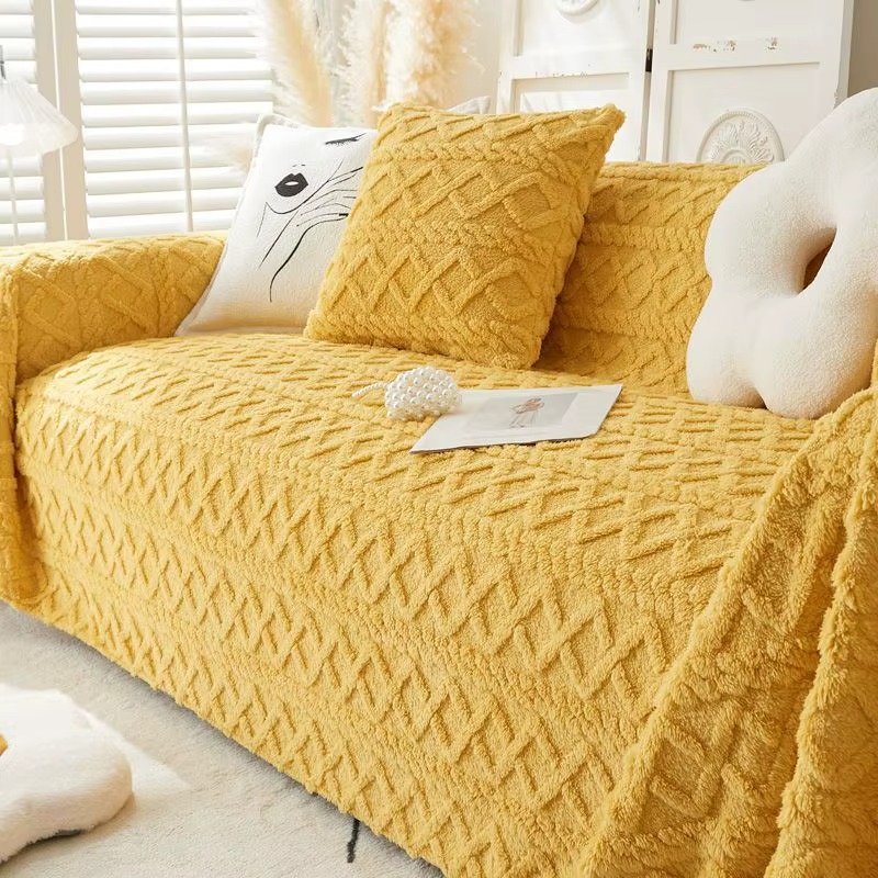 Anti-Slip Fuzzy Plush Jacquard Sofa Couch Cover