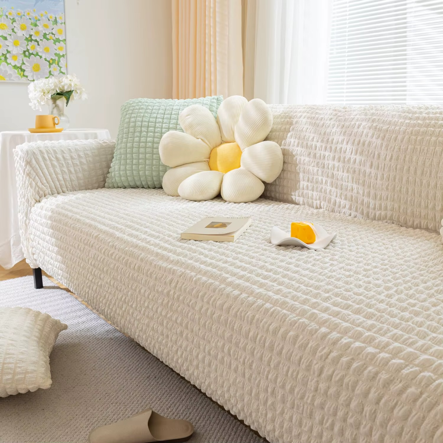 360 Non Slip Seersucker Slipcover Sofa Couch Cover