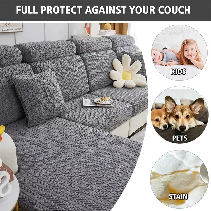 Anti-Slip L Shaped Jacquard Cushion Sofa Couch Cover