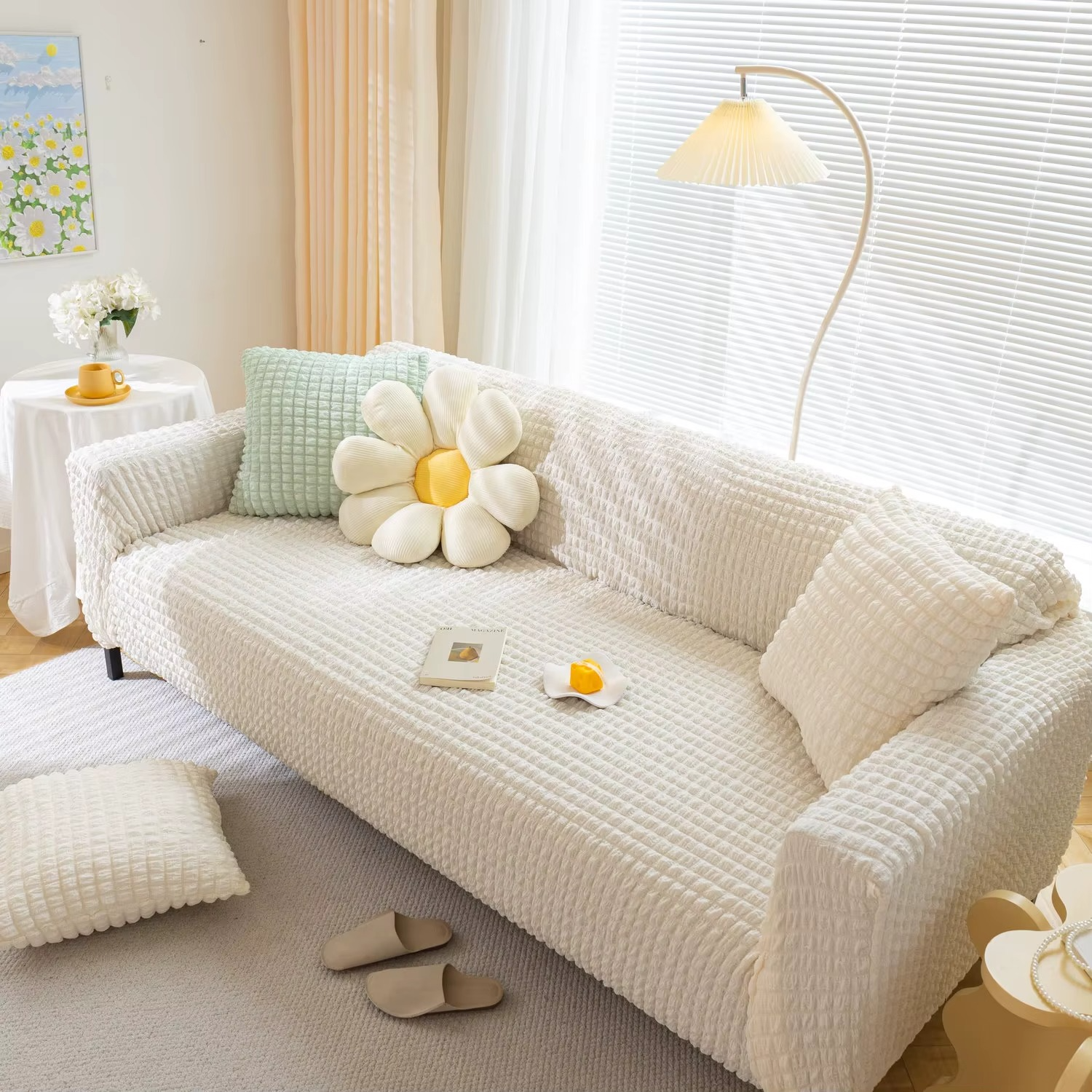 360 Non Slip Seersucker Slipcover Sofa Couch Cover