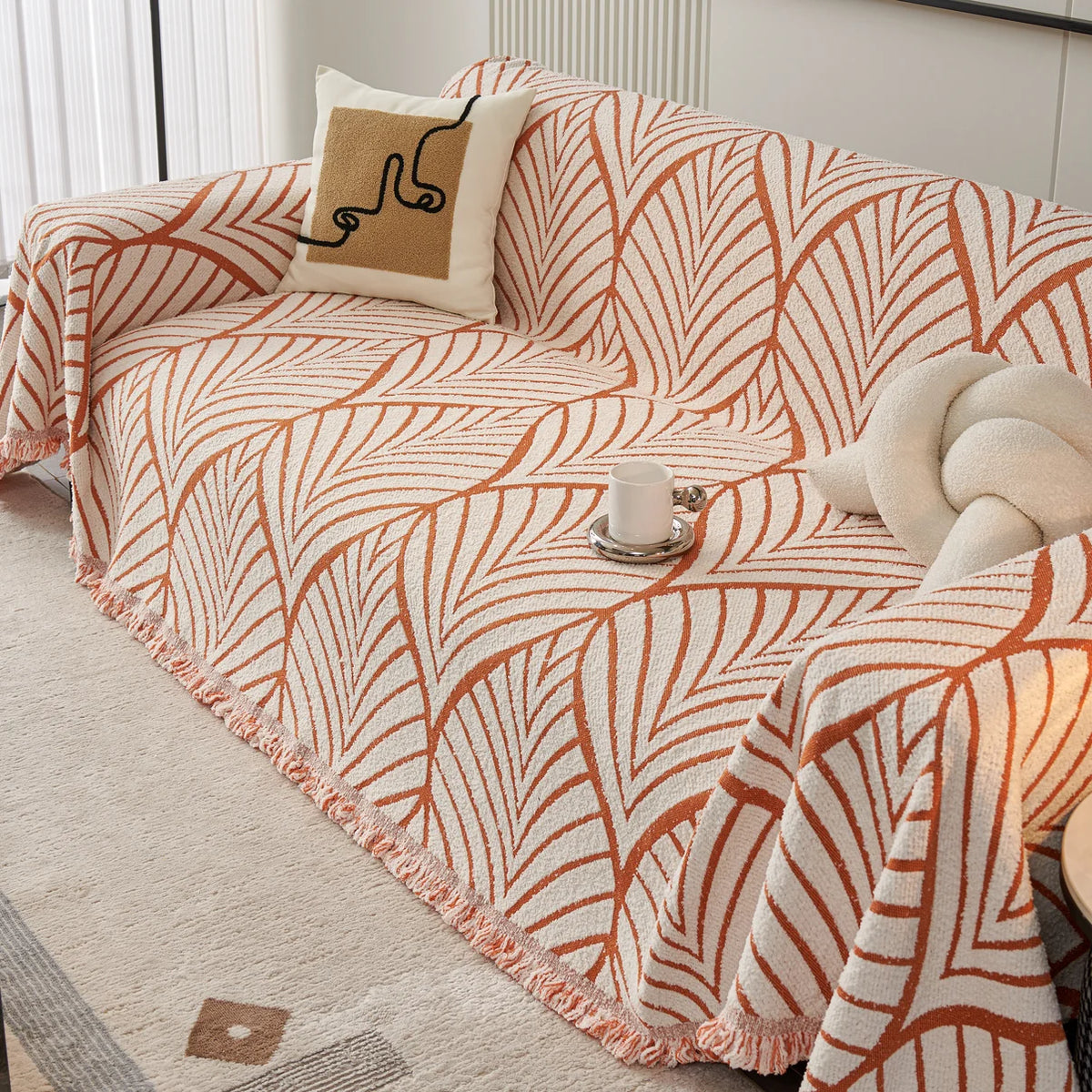 Non-Slip Reversible Boho Geometric Tassels Sofa Couch Cover