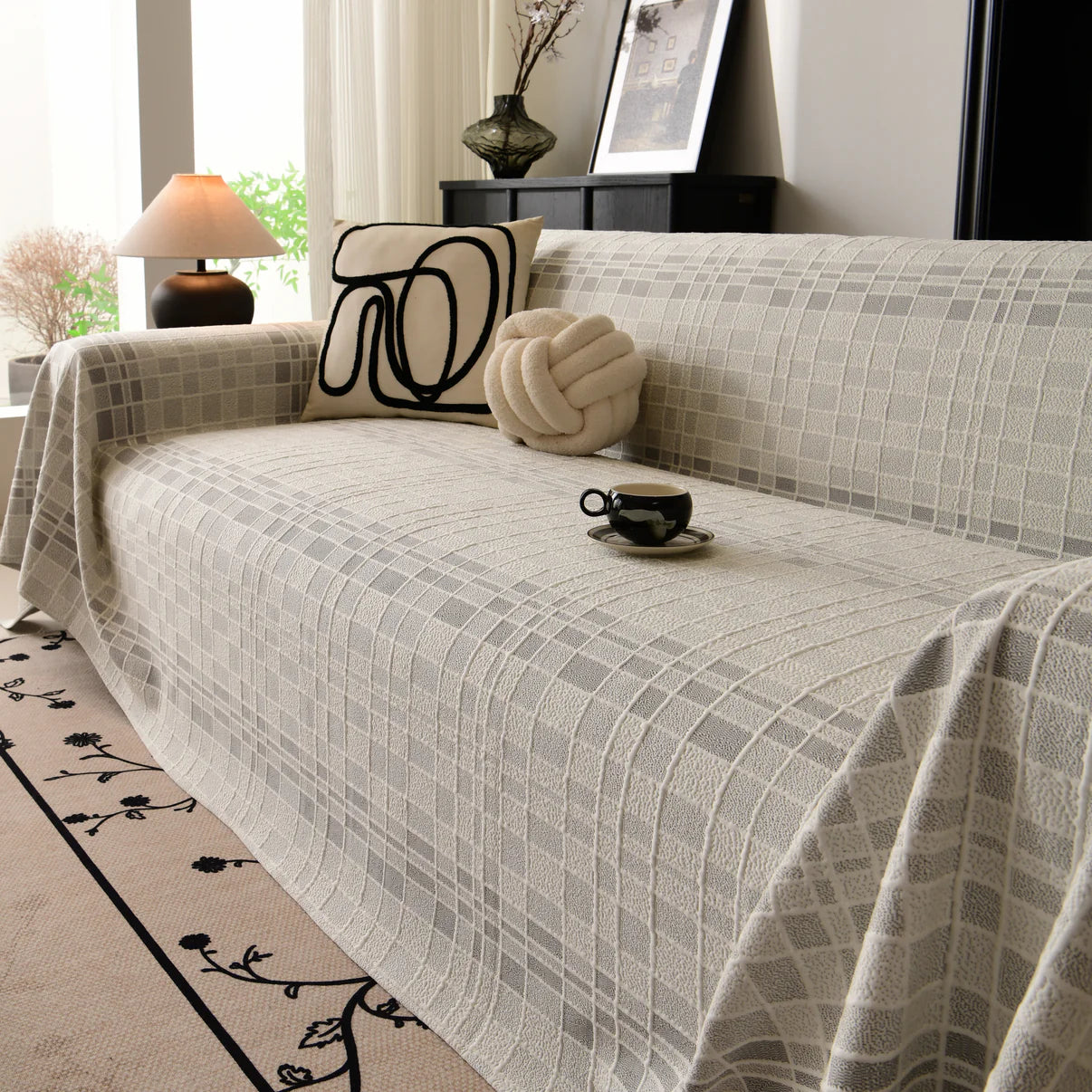Non-Slip Plaid Geometric Jacquard Sofa Couch Cover