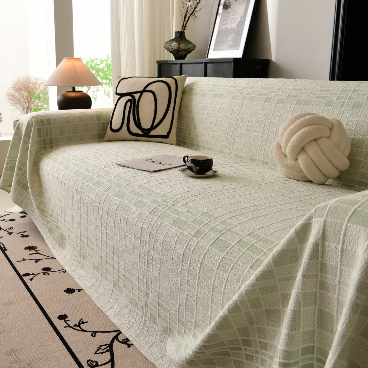 Non-Slip Plaid Geometric Jacquard Sofa Couch Cover