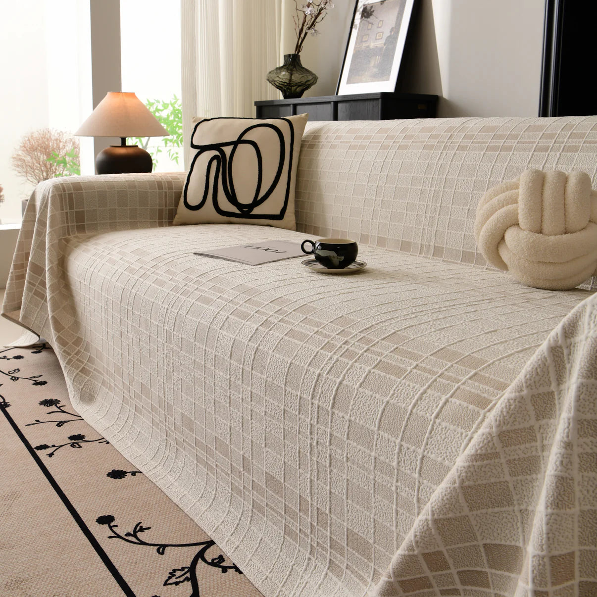 Non-Slip Plaid Geometric Jacquard Sofa Couch Cover