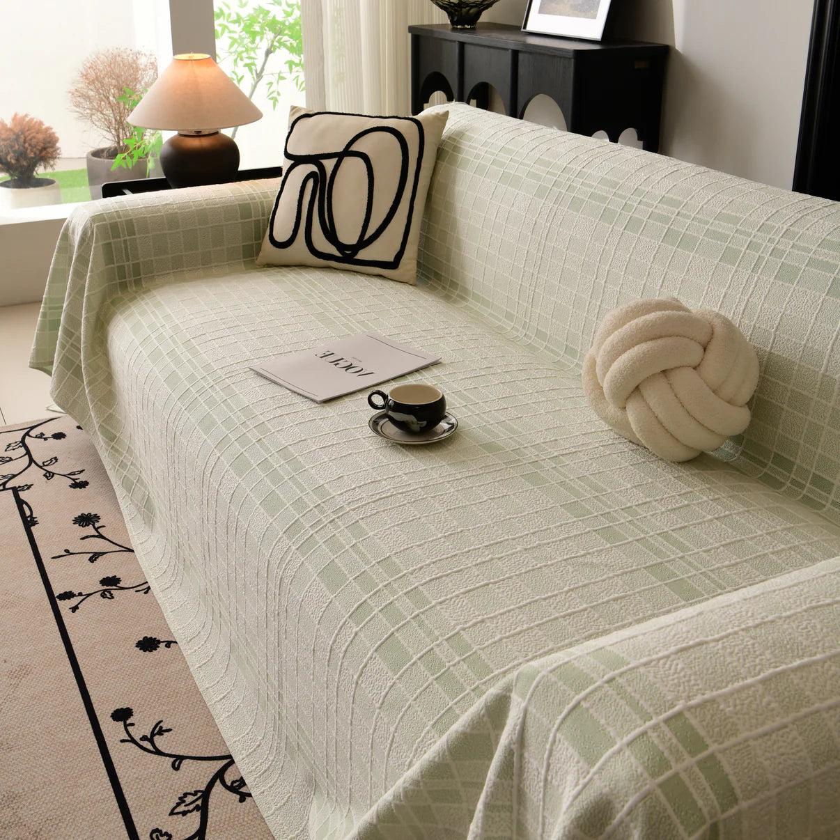 Non-Slip Plaid Geometric Jacquard Sofa Couch Cover