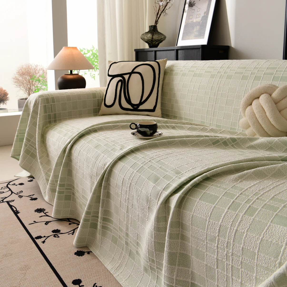Non-Slip Plaid Geometric Jacquard Sofa Couch Cover