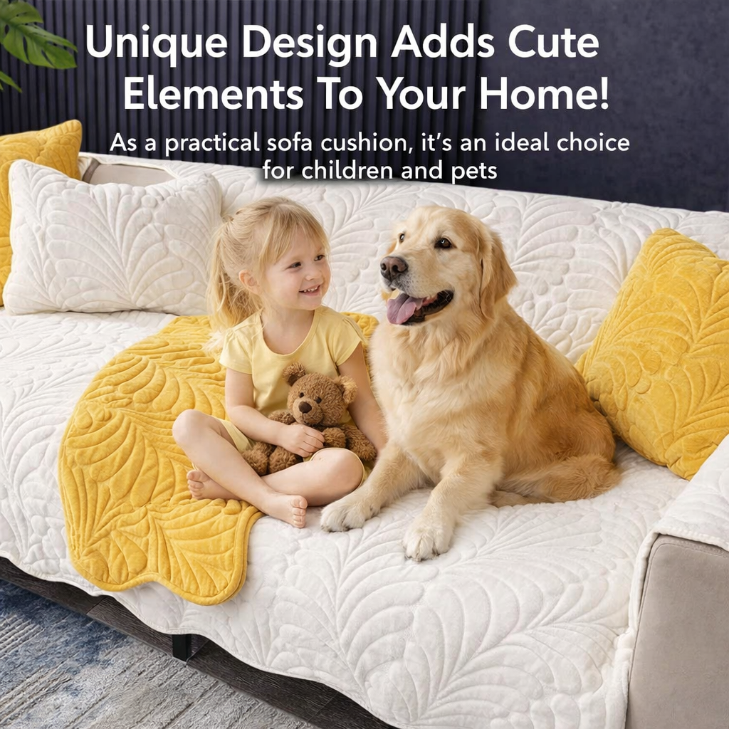 Non Slip Chenille Plush Quilted Mat Couch Sofa Cover